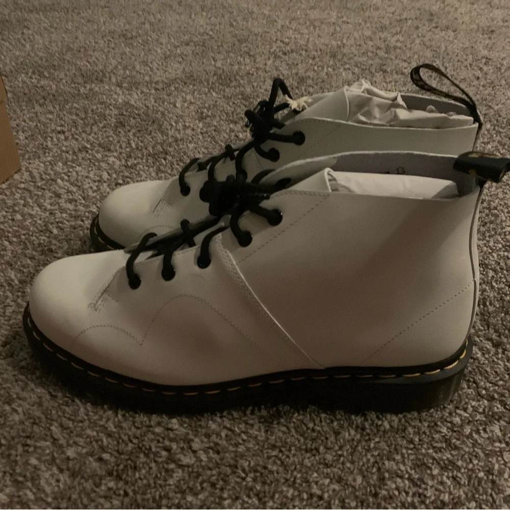 NWT Dr. Martens White Church Smooth Leather Monkey Boots - Picture 4 of 8